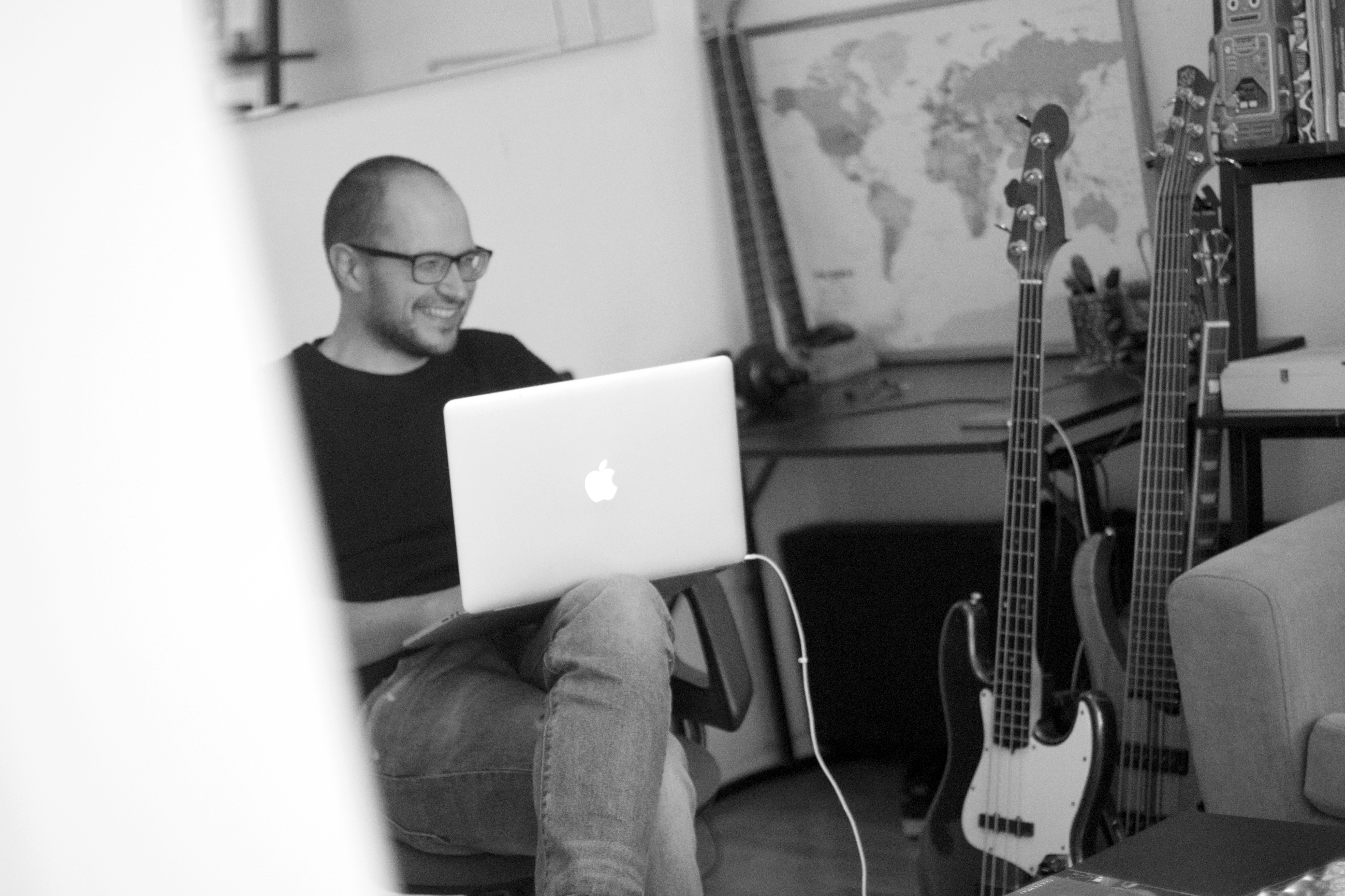 A photo of Niccolò Ridi working on a laptop