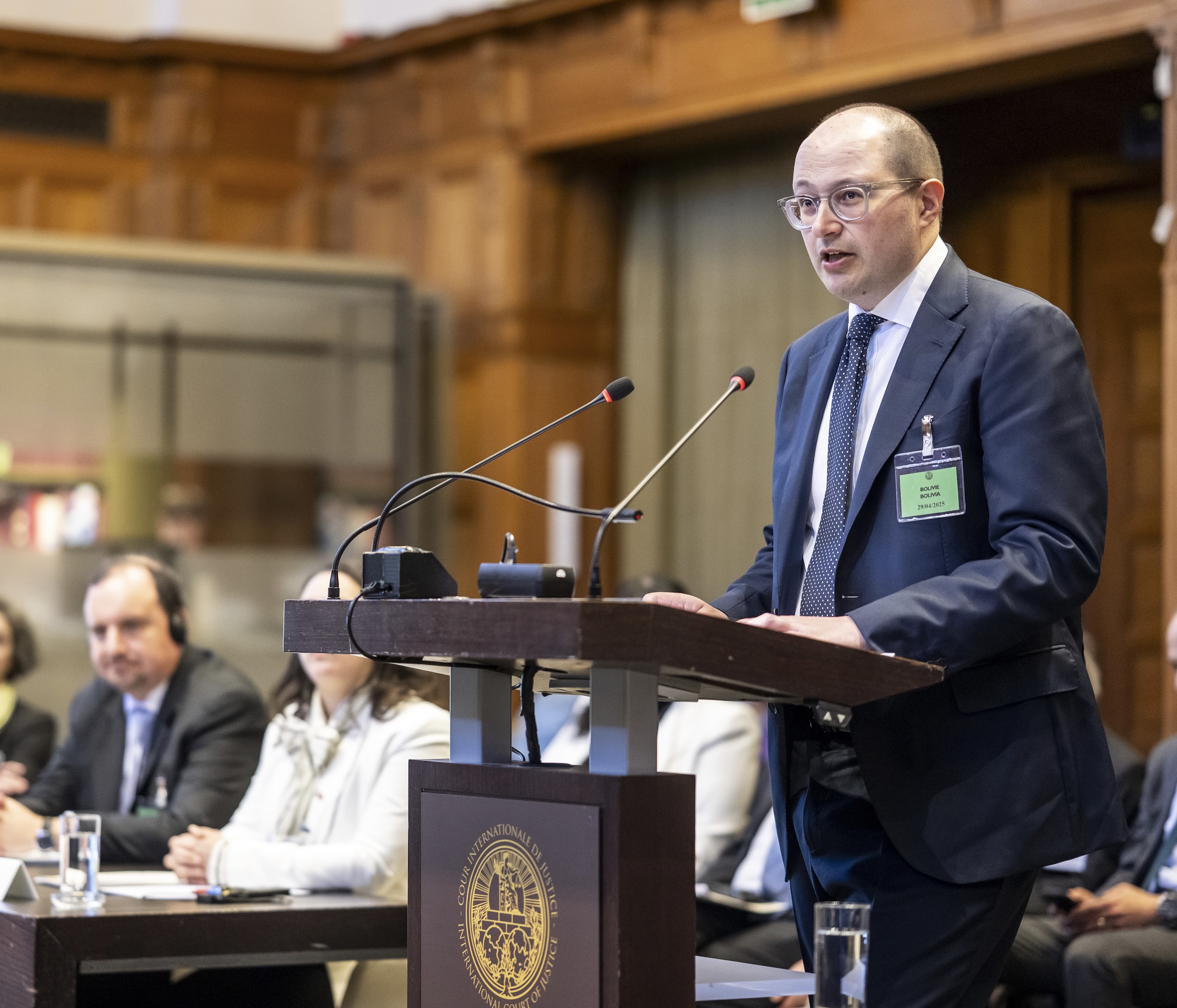 Niccolò Ridi pleading before the International Court of Justice